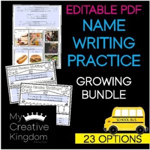 EDITABLE PDF Interactive First & Last Name Writing Practice Growing Bundle